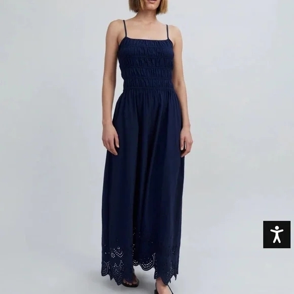 SOLID & STRIPED Dresses & Skirts - SOLID & STRIPED Navy Maxi Dress with Eyelet Hem